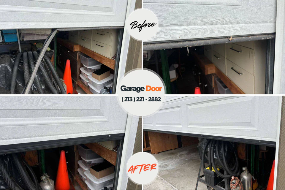 Before and after: garage door repair Edwardsville, KS